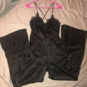 NWT black silk lace jumpsuit
